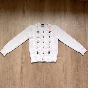 Vintage Toddler Girl White Floral Knit Sweater